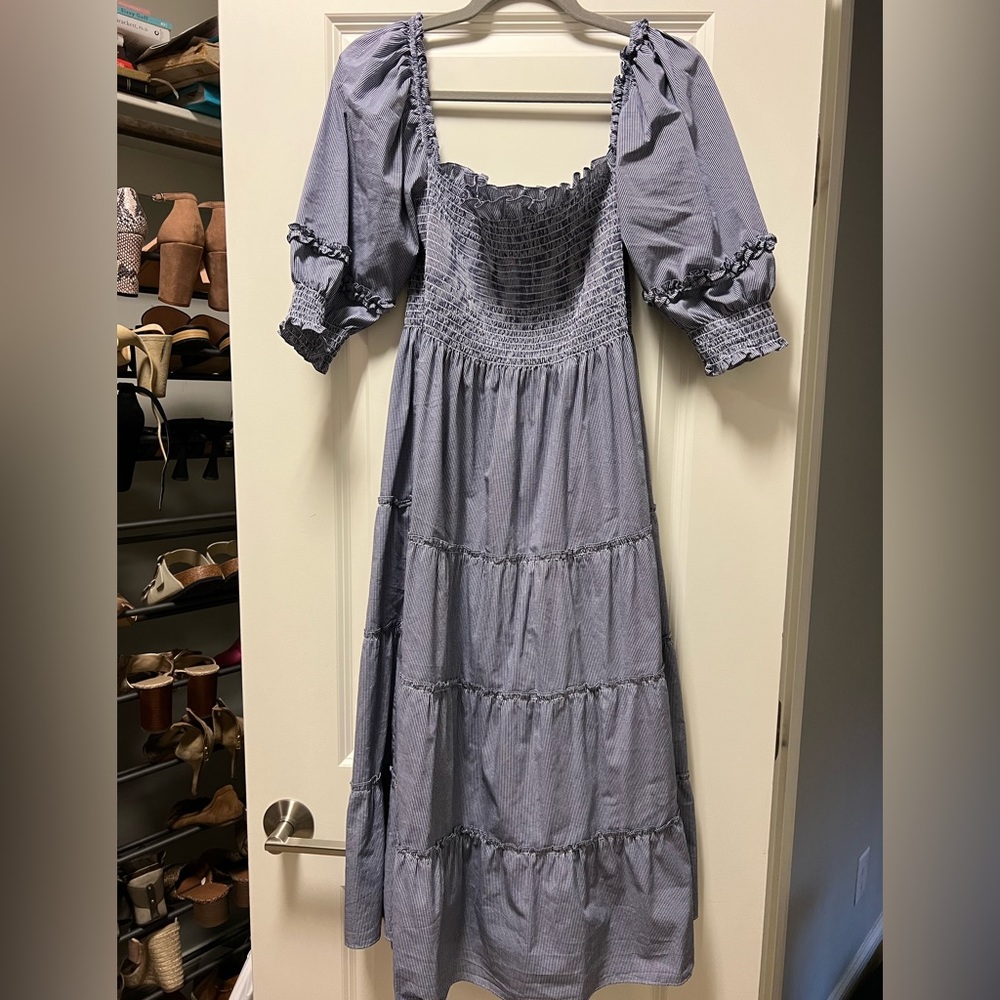 Blue and white gingham nap dress